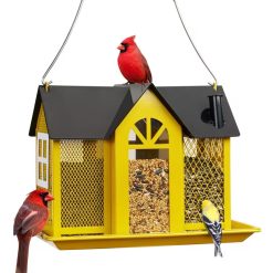 Bird Feeder House with Triple Feeding Sections
