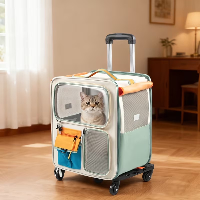 Expandable Pet Travel Carrier Backpack with Wheels